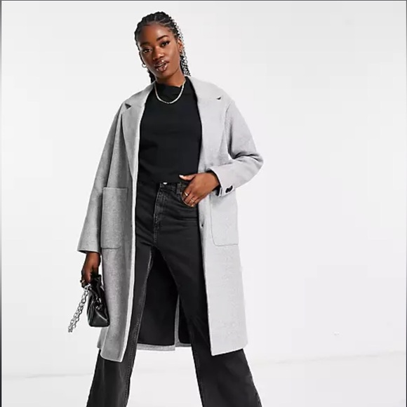ASOS Pull and Bear tailored long pea coat - Picture 1 of 3